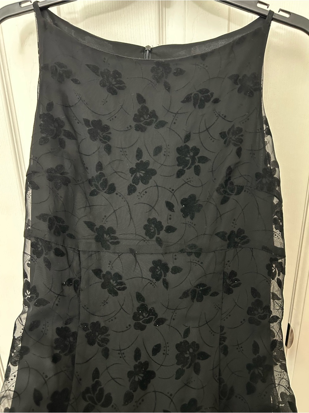 Vintage Black Floral Maxi Dress with Sheer Overlay - Picture 9 of 12